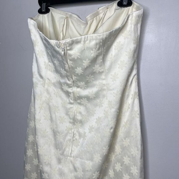 C/MEO Collective Elate Midi Dress Women Large Pale Yellow Floral Brocade Sheath - Picture 9 of 13